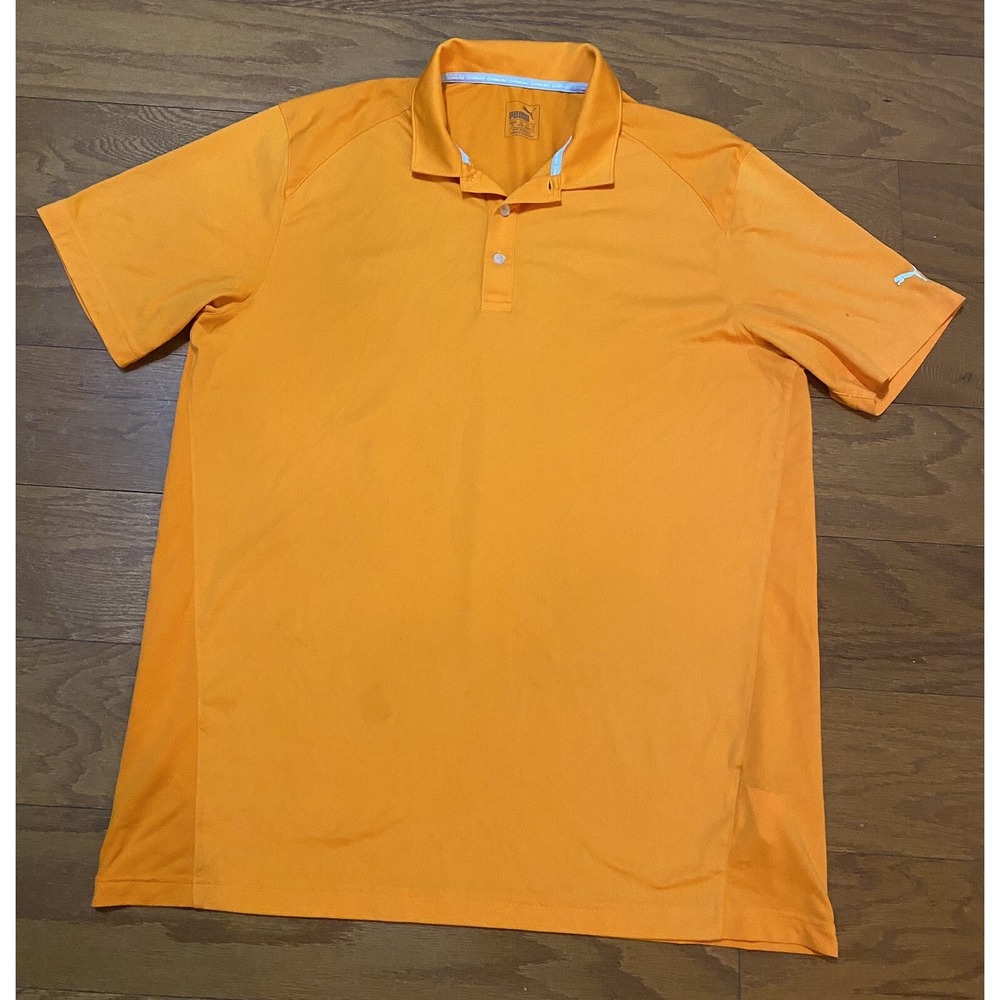 Puma Rickie Fowler Orange Sport Polo Shirt Large Oranges Golf Shirt W Stains L